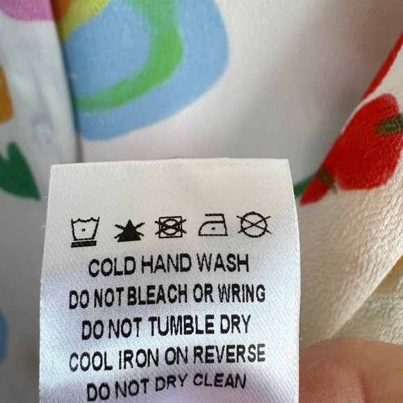 Princess Polly Luncheon Shirt Button Front Top Long Sleeve White Multicolor Sz 6 - Picture 7 of 8